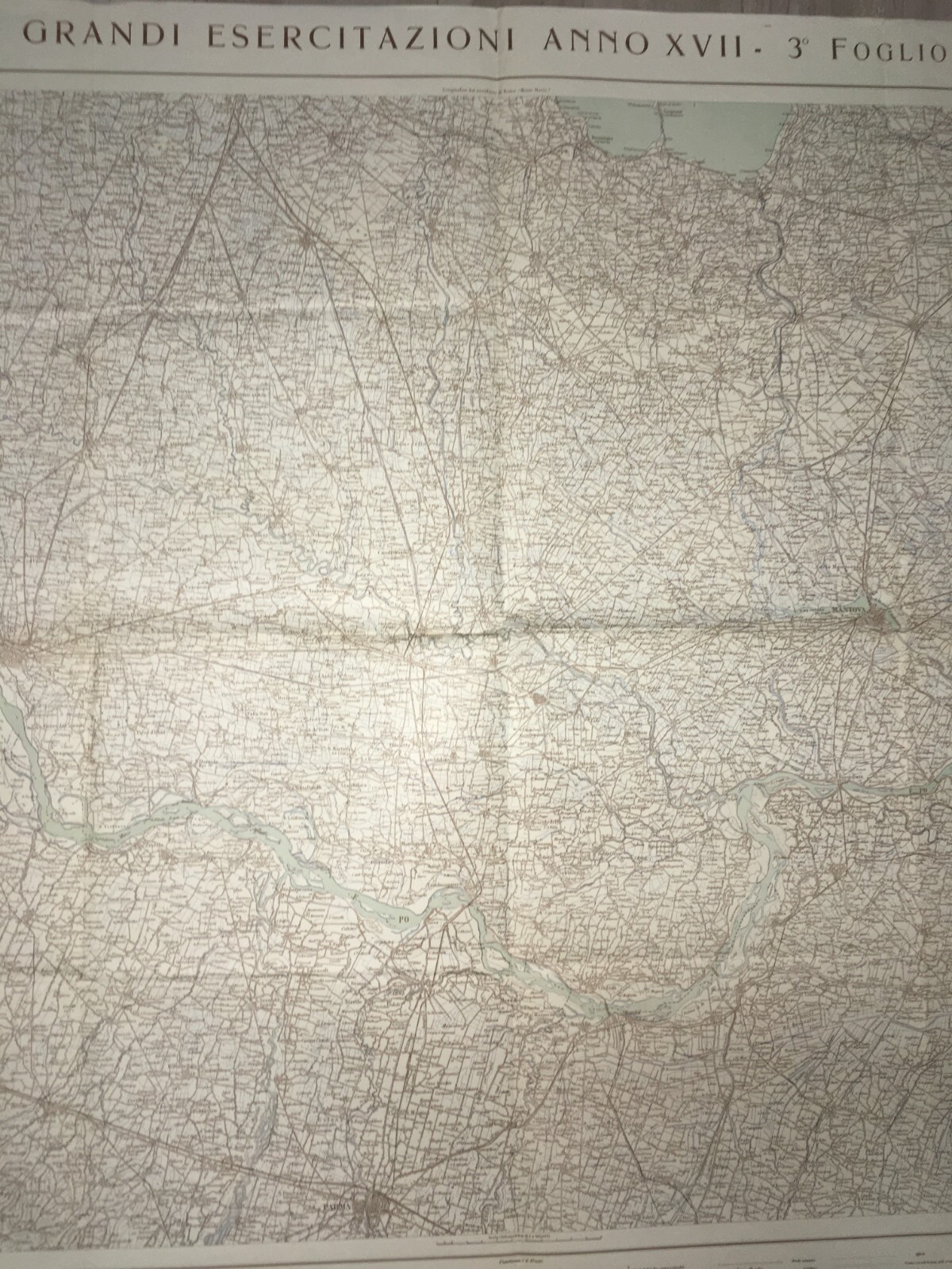 Militaria, Grande Cartografia d'Epoca: Cremona, Parma, Verona, Garda E Viabilità, 1939