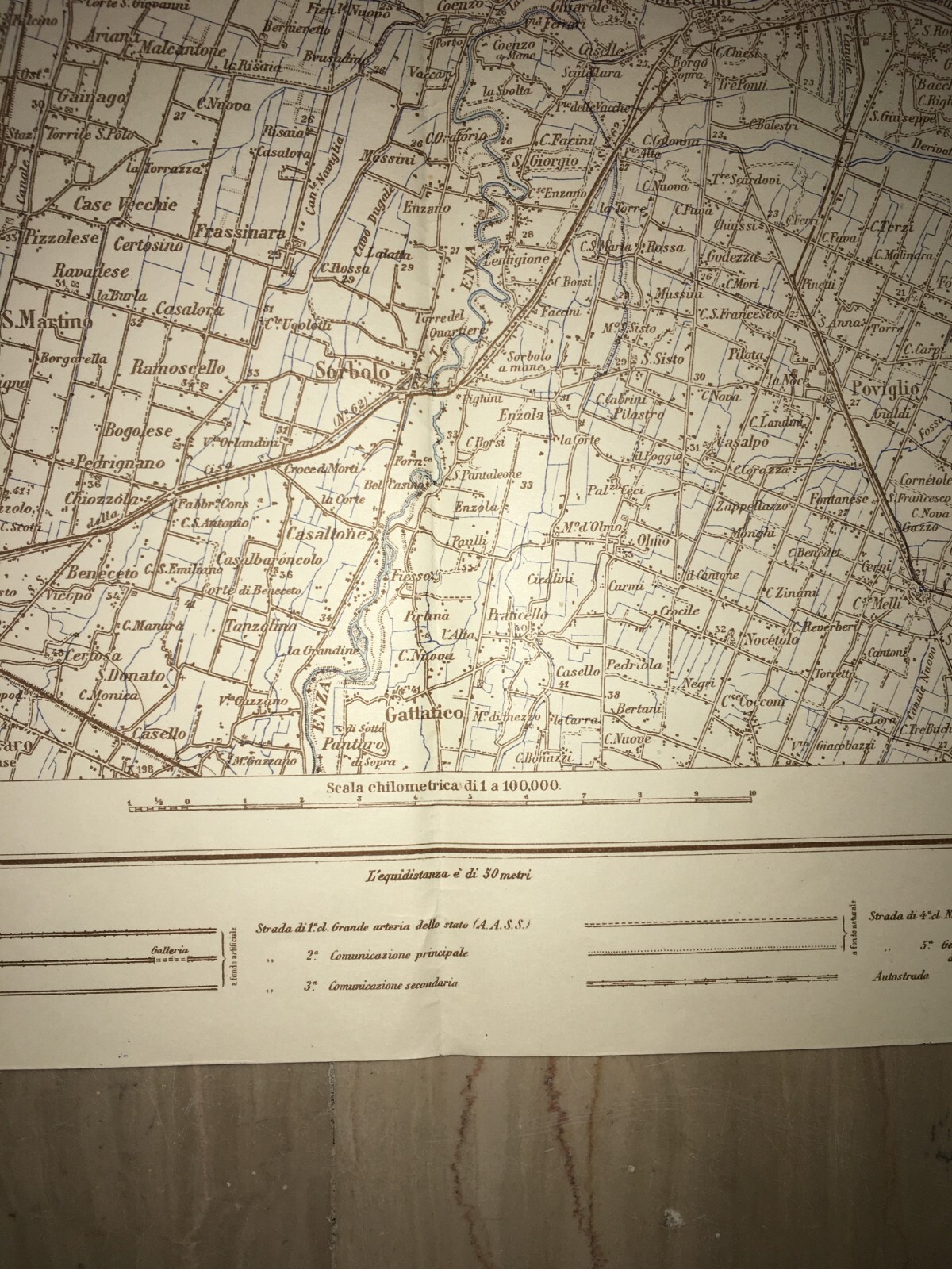 Militaria, Grande Cartografia d'Epoca: Cremona, Parma, Verona, Garda E Viabilità, 1939
