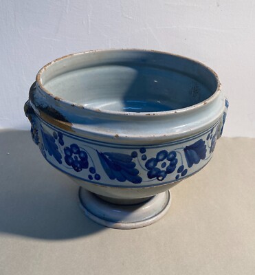 Cucina, Antica Zuppiera In Ceramica Popolare Dell'Abruzzo, Soprammobile Da Collezione, XIX Secolo