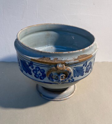 Cucina, Antica Zuppiera In Ceramica Popolare Dell'Abruzzo, Soprammobile Da Collezione, XIX Secolo