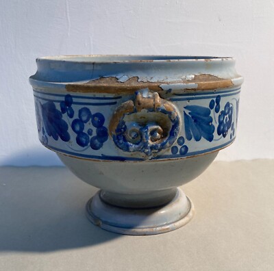 Cucina, Antica Zuppiera In Ceramica Popolare Dell'Abruzzo, Soprammobile Da Collezione, XIX Secolo