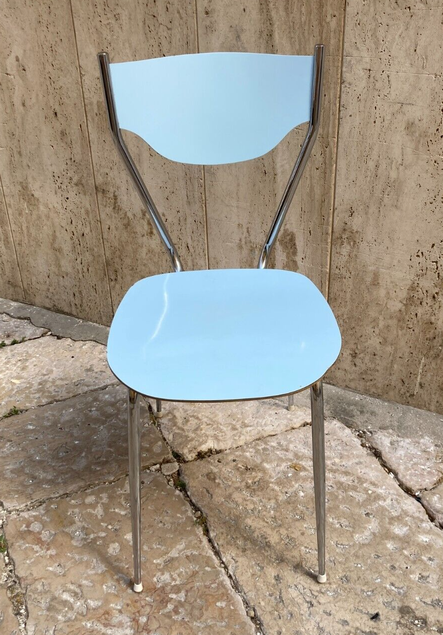 Sedia Di Design Della Metà Del '900 In Metallo Cromato E Formica