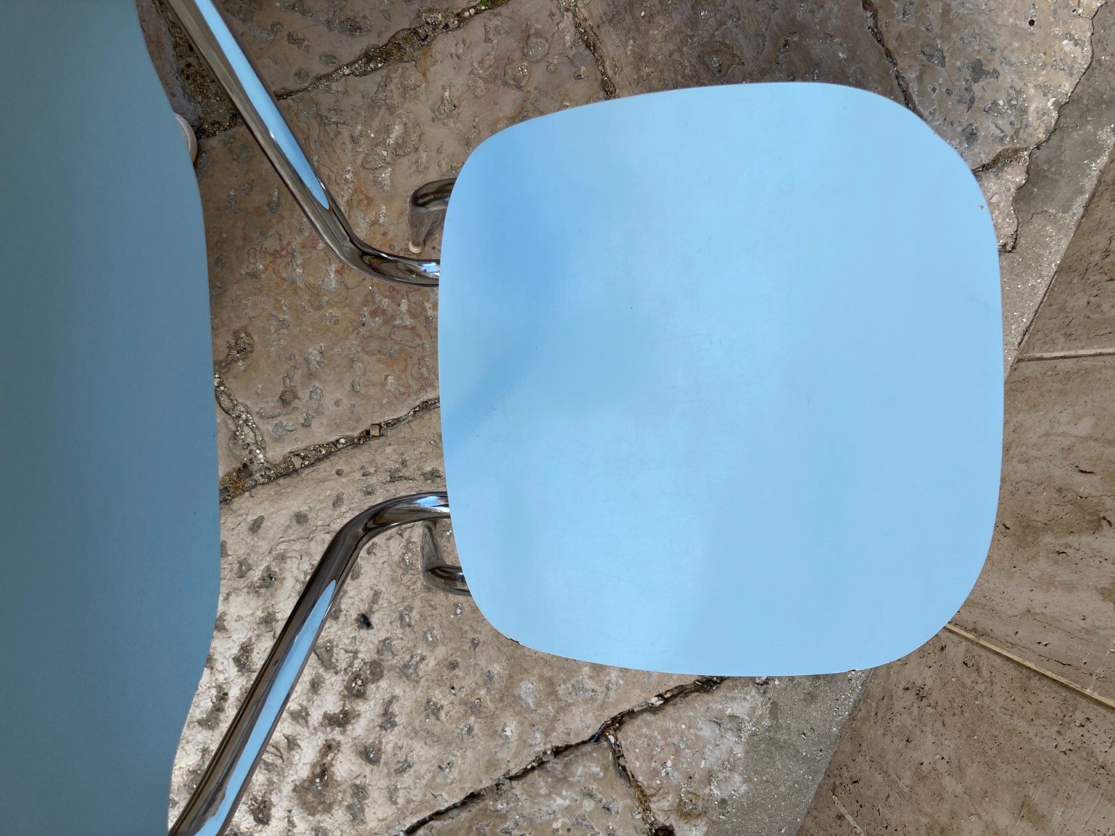 Sedia Di Design Della Metà Del '900 In Metallo Cromato E Formica