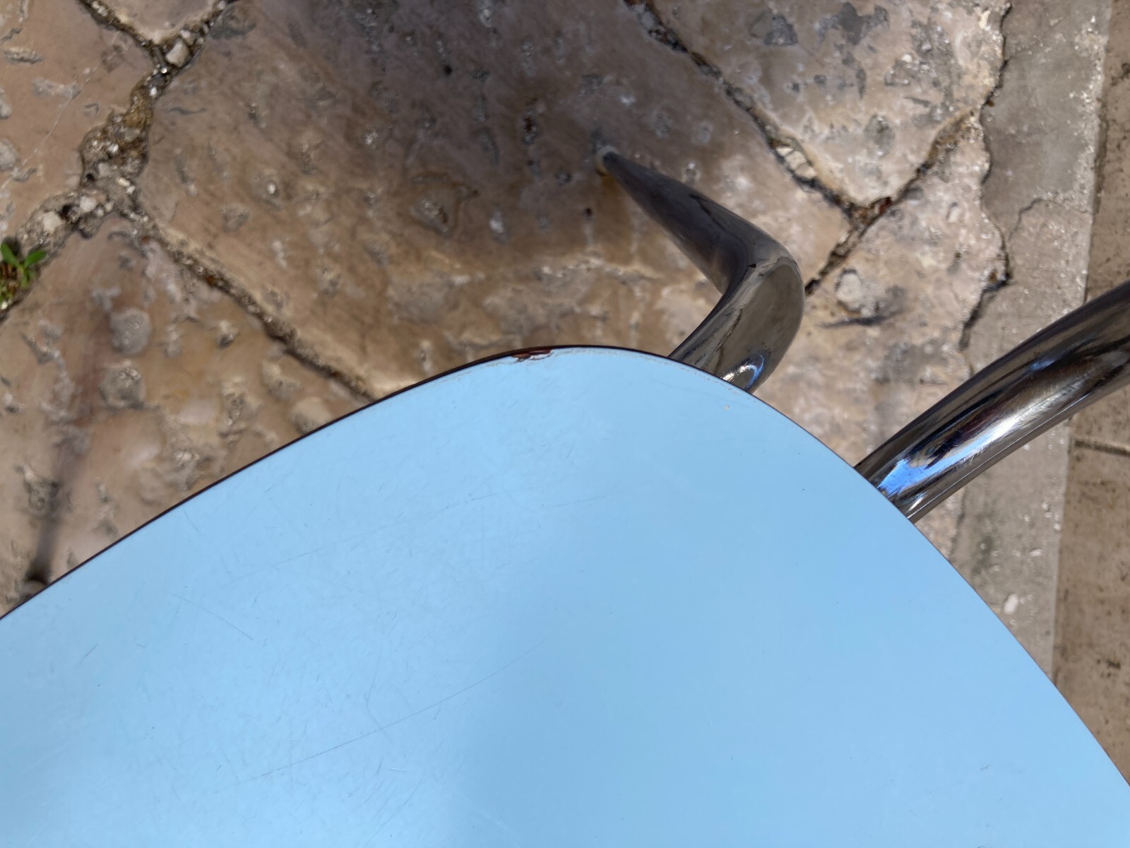 Sedia Di Design Della Metà Del '900 In Metallo Cromato E Formica
