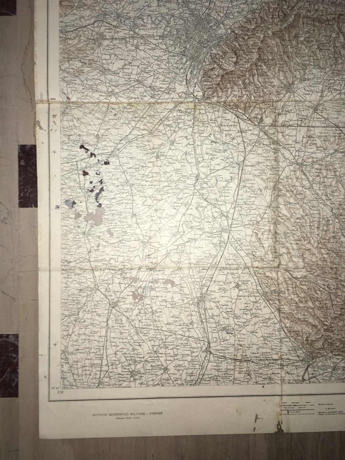 Militaria   Grande Cartografia d'Epoca   Torino, Alessandria, Asti, Vercelli   1939