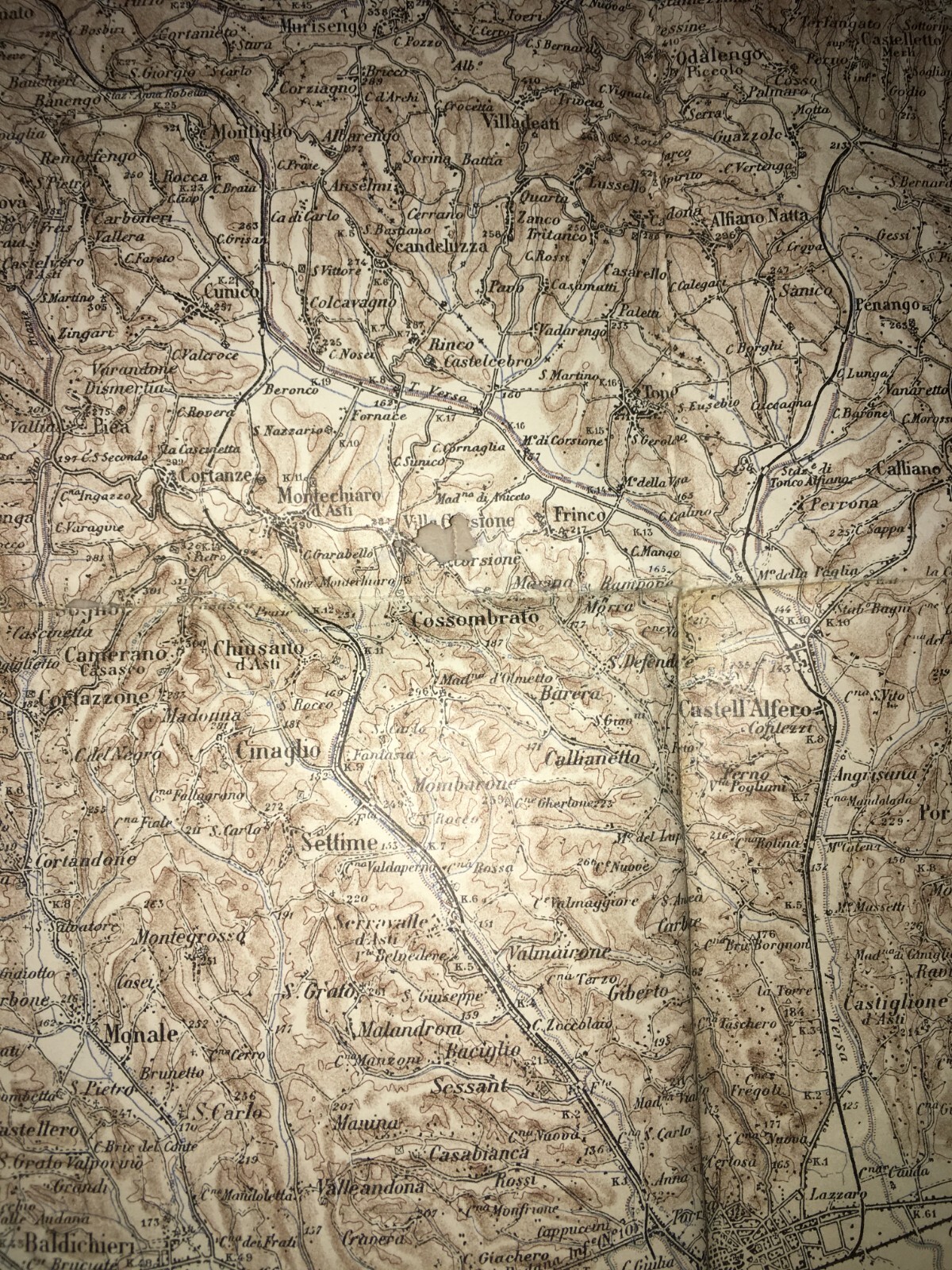 Militaria   Grande Cartografia d'Epoca   Torino, Alessandria, Asti, Vercelli   1939