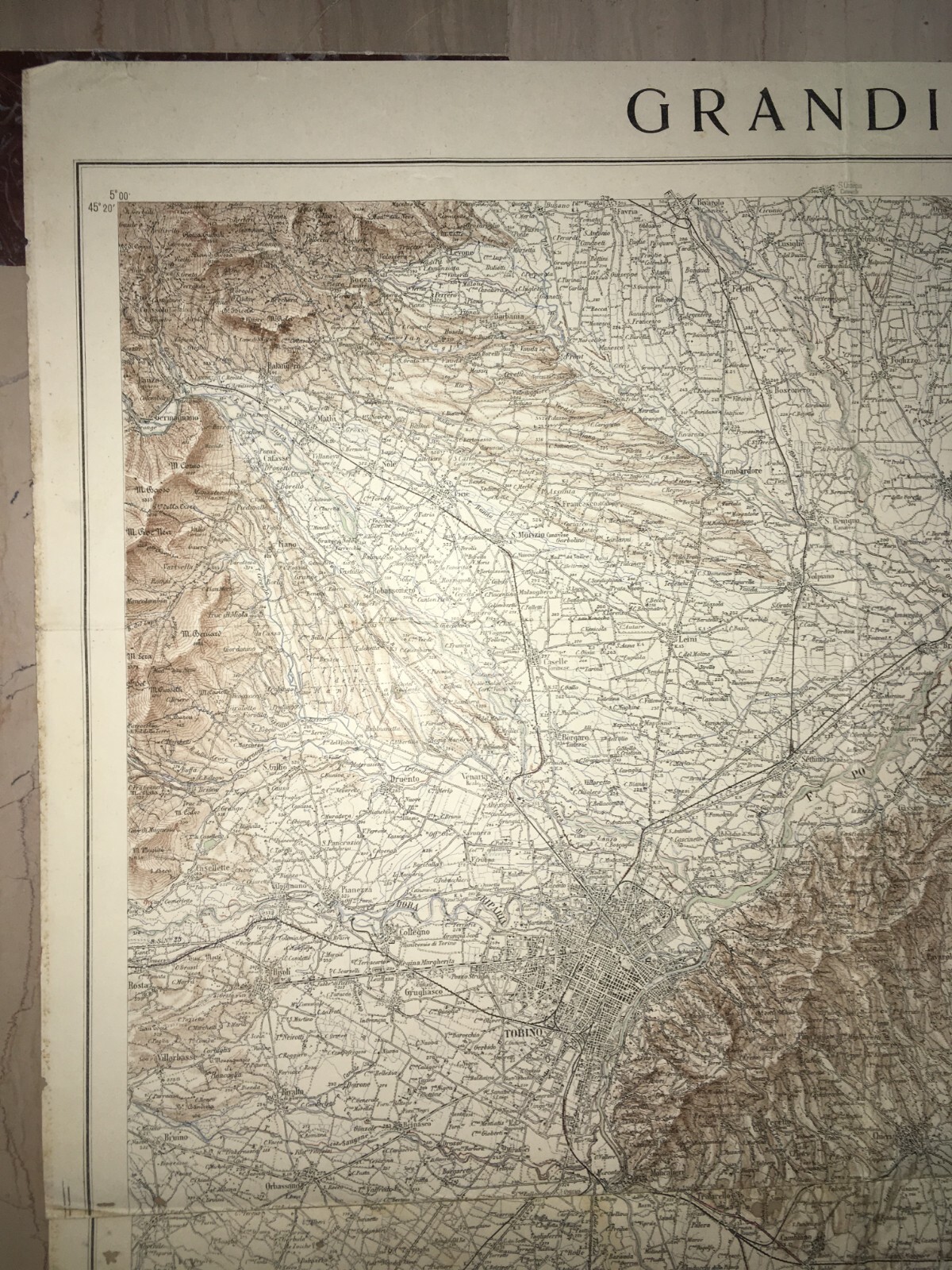 Militaria   Grande Cartografia d'Epoca   Torino, Alessandria, Asti, Vercelli   1939