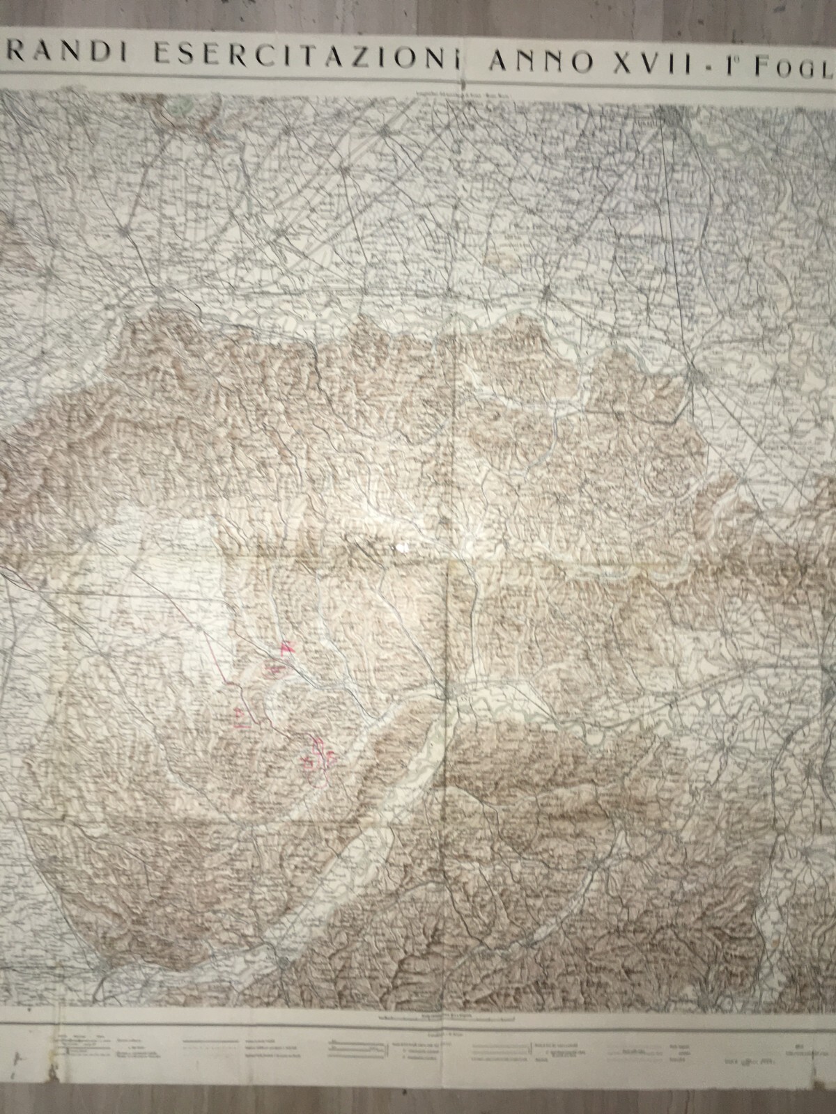 Militaria   Grande Cartografia d'Epoca   Torino, Alessandria, Asti, Vercelli   1939