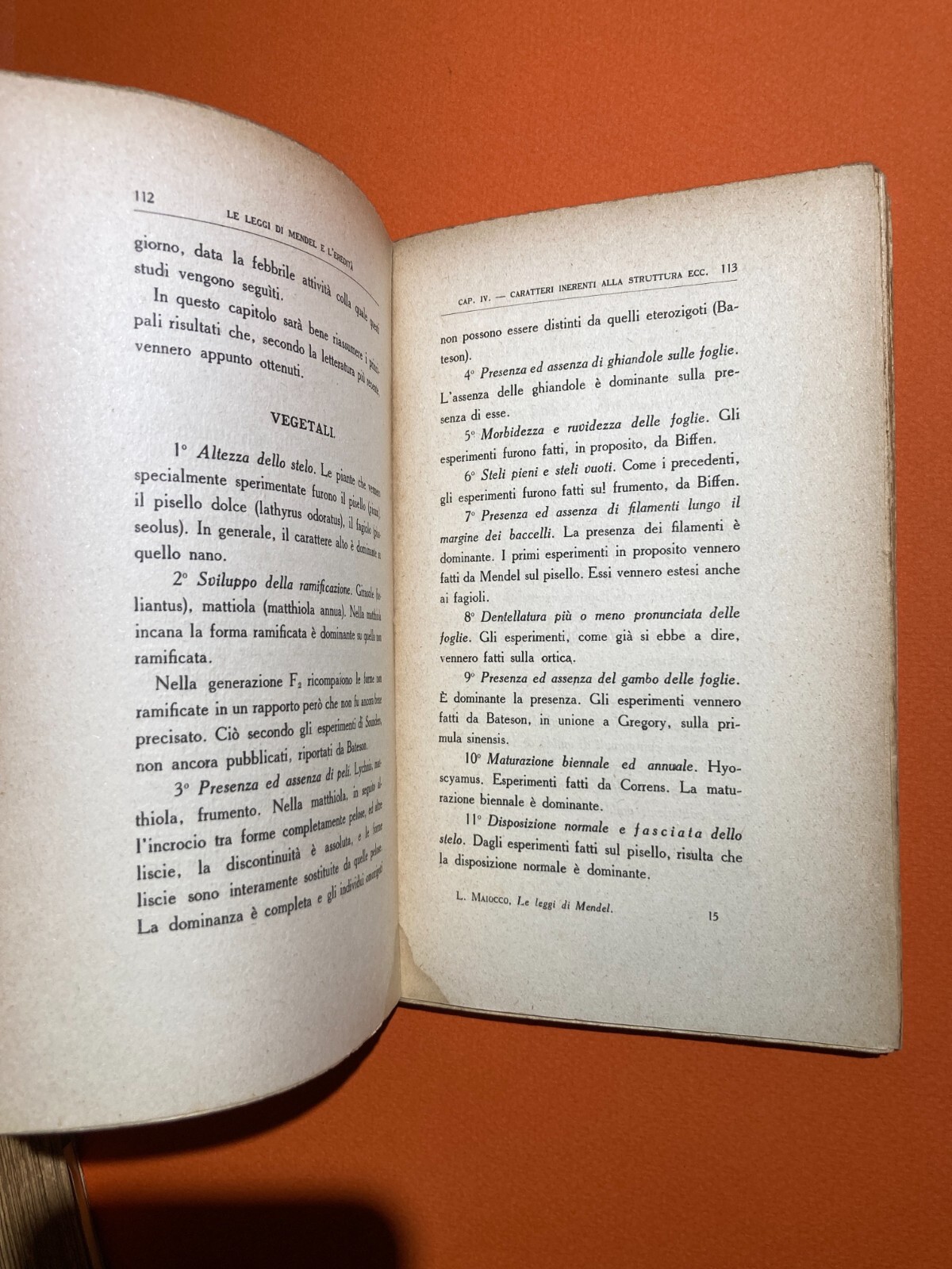Le Leggi Di Mendel E L'Eredità. Francesco Luigi Maiocco. Bocca, 1918