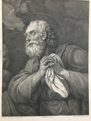 Incisione Devozionale, Santo Da Annibale Carracci, Francesco Rosaspina, Metà XIX Secolo