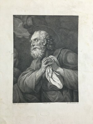 Incisione Devozionale, Santo Da Annibale Carracci, Francesco Rosaspina, Metà XIX Secolo