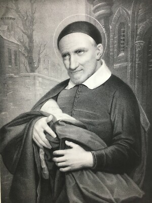 Arte Devozionale: San Vincenzo De' Paoli, Antica Litografia Di Geoffroy Da Cibot