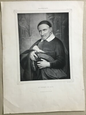 Arte Devozionale: San Vincenzo De' Paoli, Antica Litografia Di Geoffroy Da Cibot