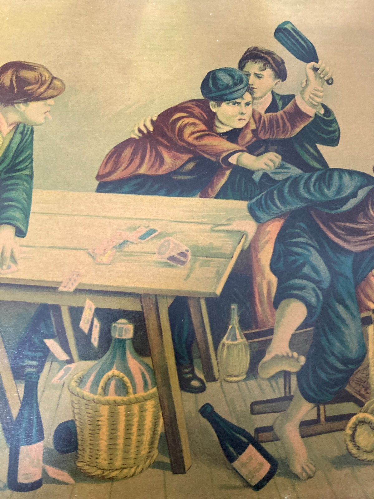 Lite In Cantina: Scena Popolare Con Scugnizzi, Gioco Di Carte E Vino