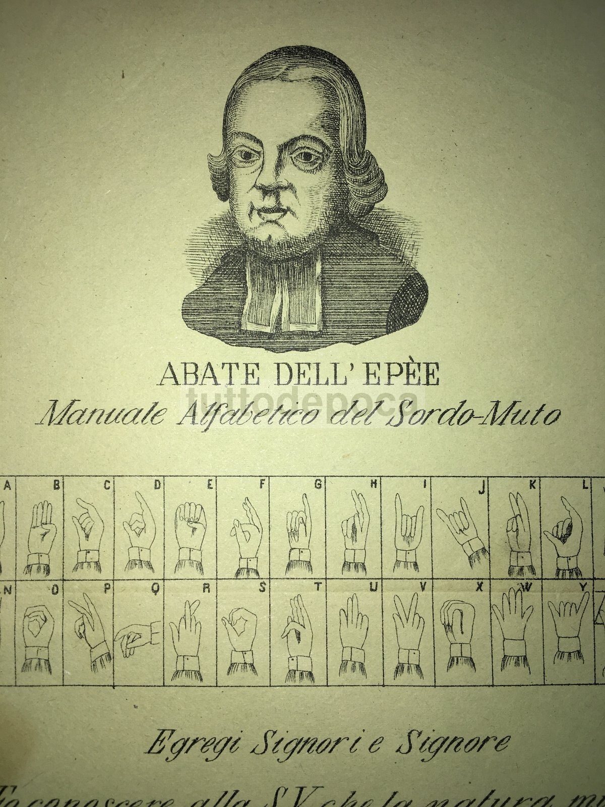 Sordomutismo: Abate De L'Épée   Manuale Alfabetico Dei Sordo Muti (segni Della Mano)