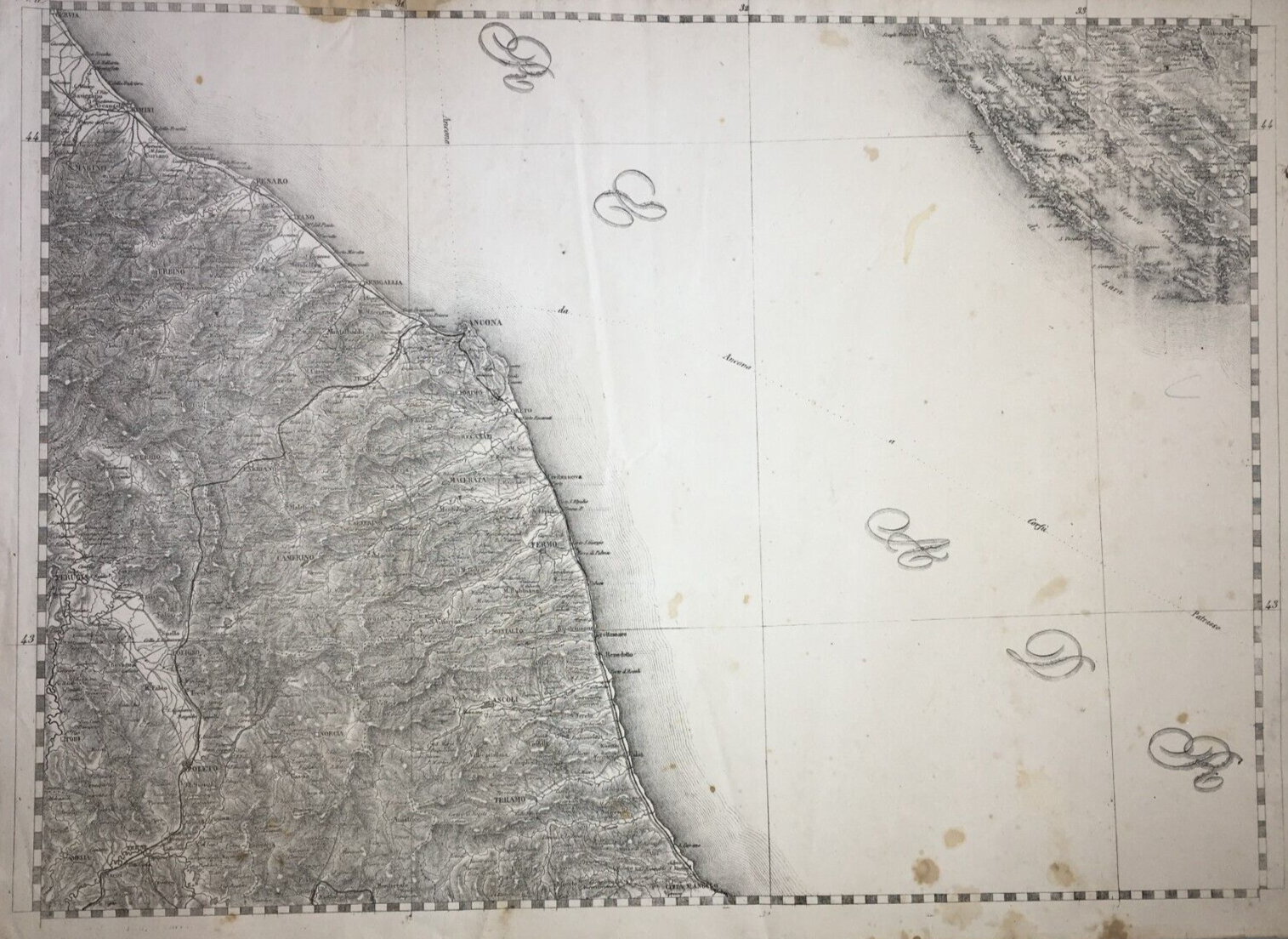 Antica Cartografia Delle Marche: Ancona, Pesaro, Macerata, Fermo, Ascoli Piceno, Urbino XIX Secolo