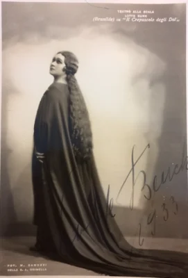 1933 Lotte Burk in the Role of Brunnhilde, Teatro alla Scala, Autographed Photo Postcard