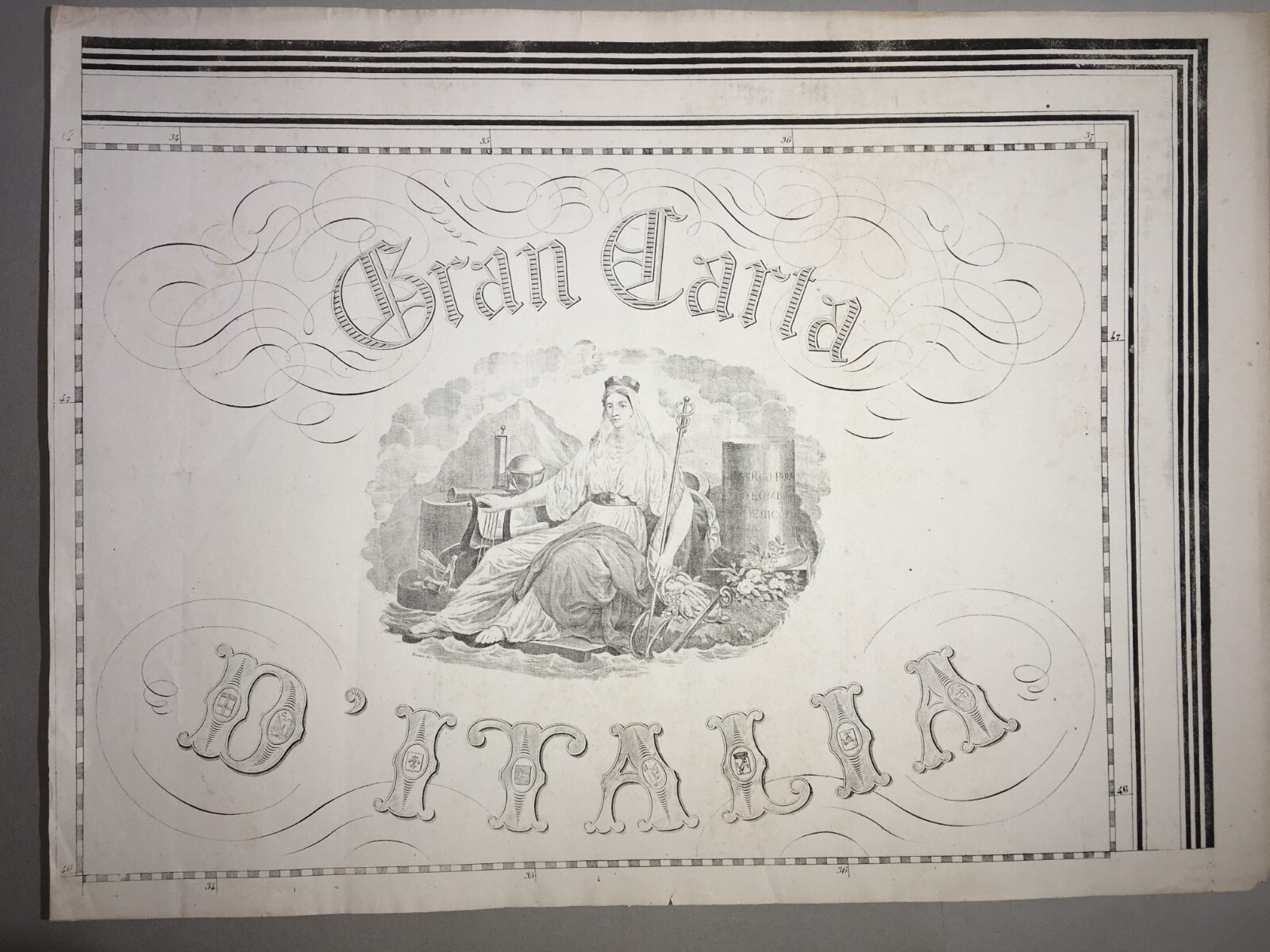 Cartografia Italiana: Gran Carta d'Italia (Civelli), Allegoria Dell'Italia E Araldica