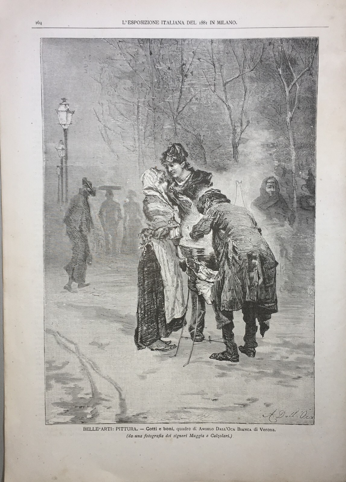 Milano: Esposizione Del 1881, Arte E Pittura. Angelo Dall'Oca Bianca (Verona). Stampa d'Epoca.