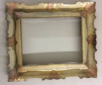 Cornice Artistica d'Epoca Con Decorazione Policroma E Dorata
