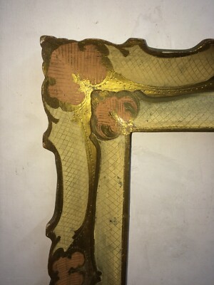 Cornice Artistica d'Epoca Con Decorazione Policroma E Dorata