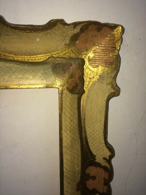 Cornice Artistica d'Epoca Con Decorazione Policroma E Dorata