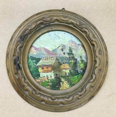 Arte Del '900: Miniatura Artistica   Paesaggio Con Case E Montagna   Pesaro
