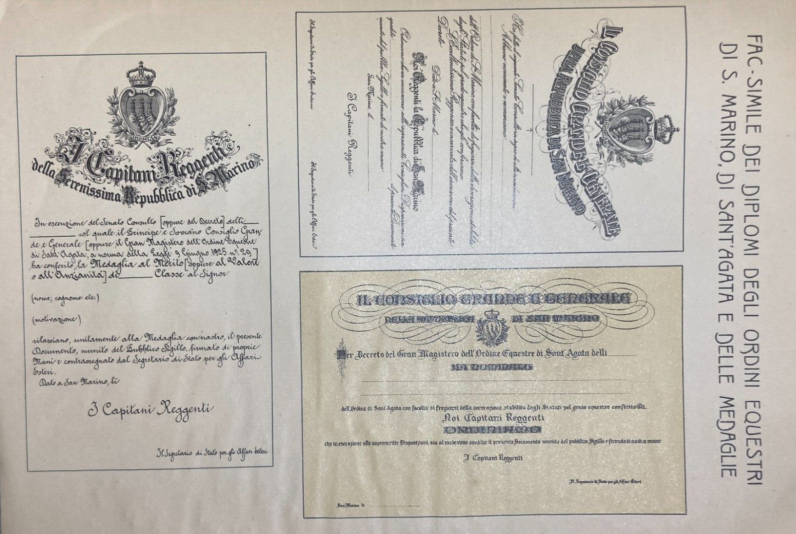 San Marino   Araldica   Ordini Equestri   Diplomi Di Sant'Agata   Stampa Pubblicitaria