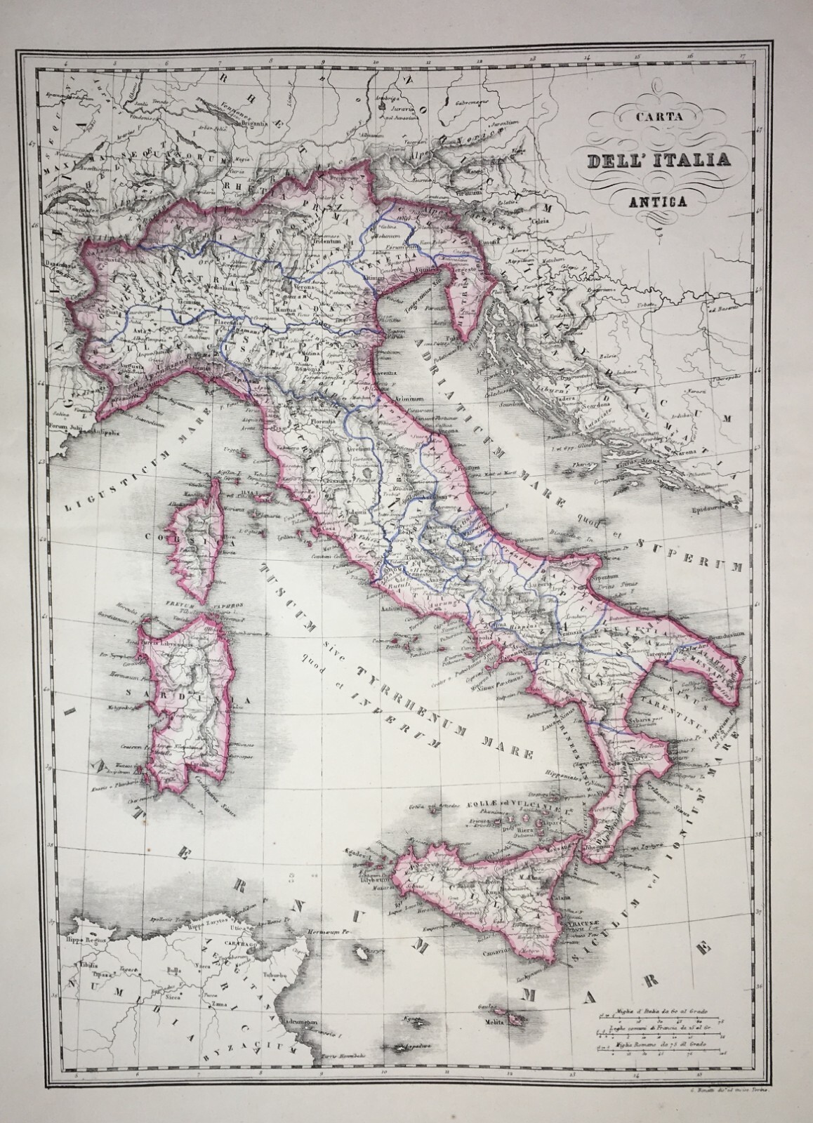 Carta Dell'Italia Antica Con Suddivisioni Romane