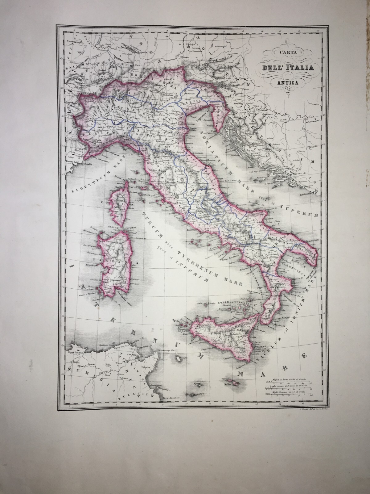 Carta Dell'Italia Antica Con Suddivisioni Romane