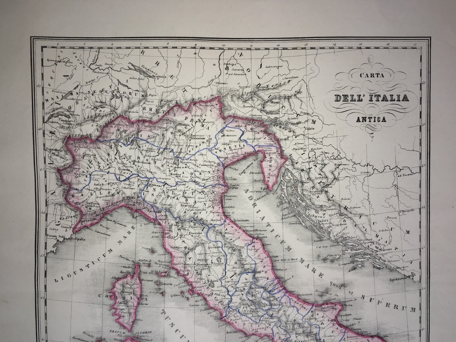 Carta Dell'Italia Antica Con Suddivisioni Romane