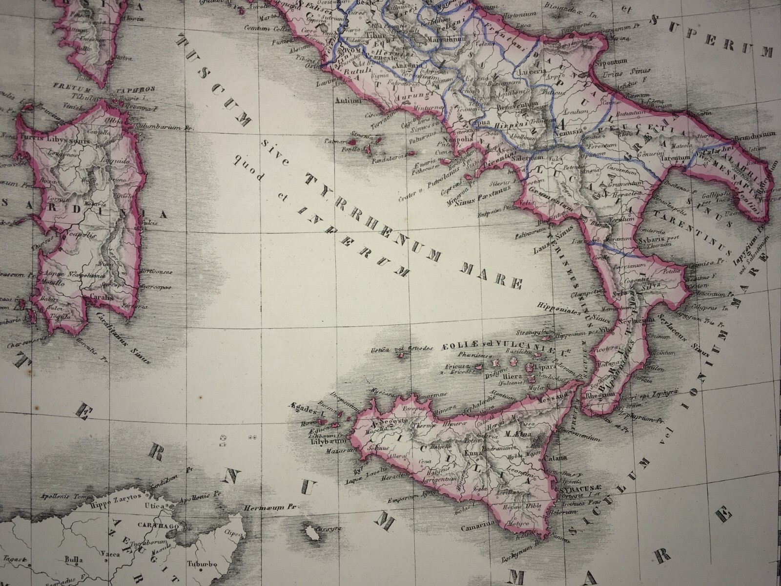 Carta Dell'Italia Antica Con Suddivisioni Romane