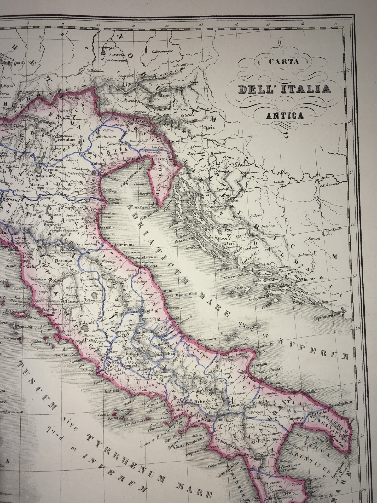 Carta Dell'Italia Antica Con Suddivisioni Romane