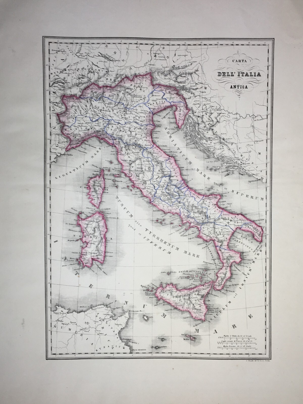 Carta Dell'Italia Antica Con Suddivisioni Romane