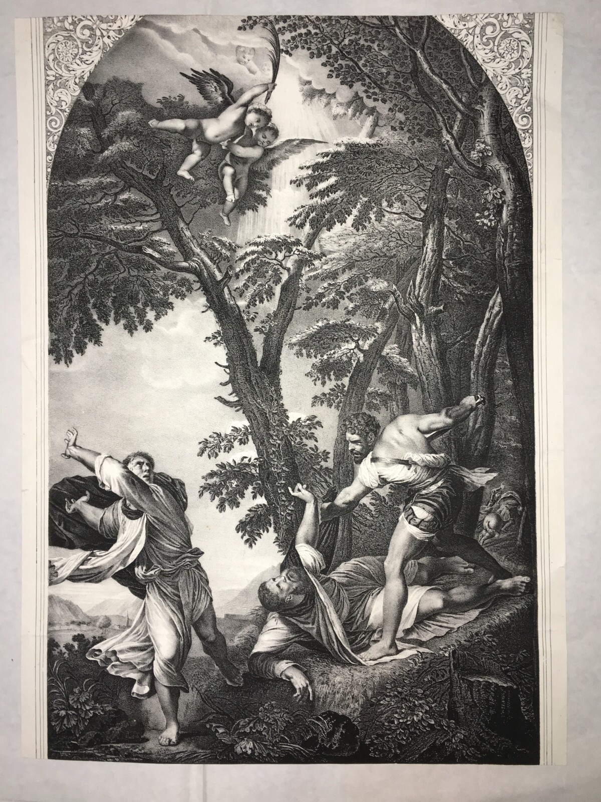 Antica Stampa Devozionale: Martirio Di San Pietro Da Verona (da Tiziano). Litografia Della Metà Dell'Ottocento
