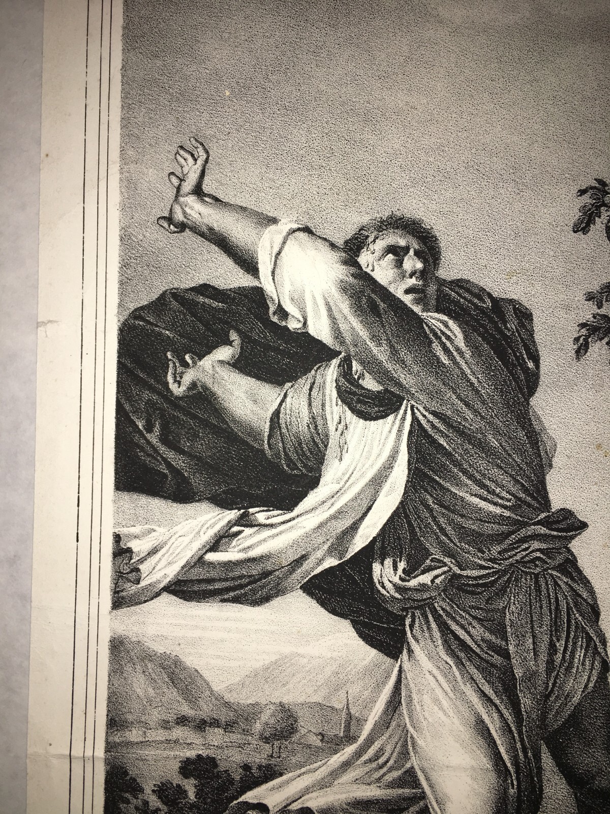 Antica Stampa Devozionale: Martirio Di San Pietro Da Verona (da Tiziano). Litografia Della Metà Dell'Ottocento