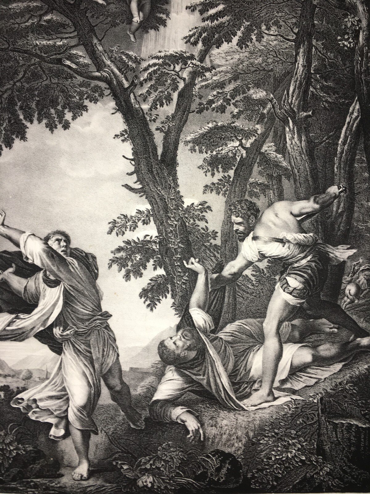 Antica Stampa Devozionale: Martirio Di San Pietro Da Verona (da Tiziano). Litografia Della Metà Dell'Ottocento