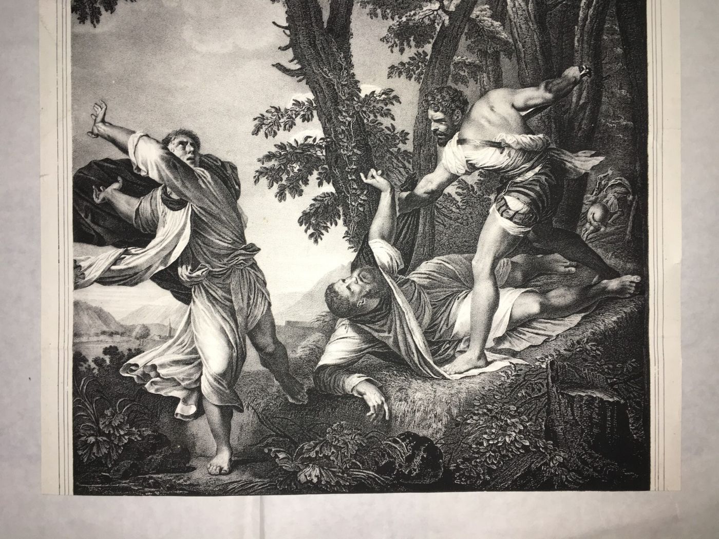 Antica Stampa Devozionale: Martirio Di San Pietro Da Verona (da Tiziano). Litografia Della Metà Dell'Ottocento