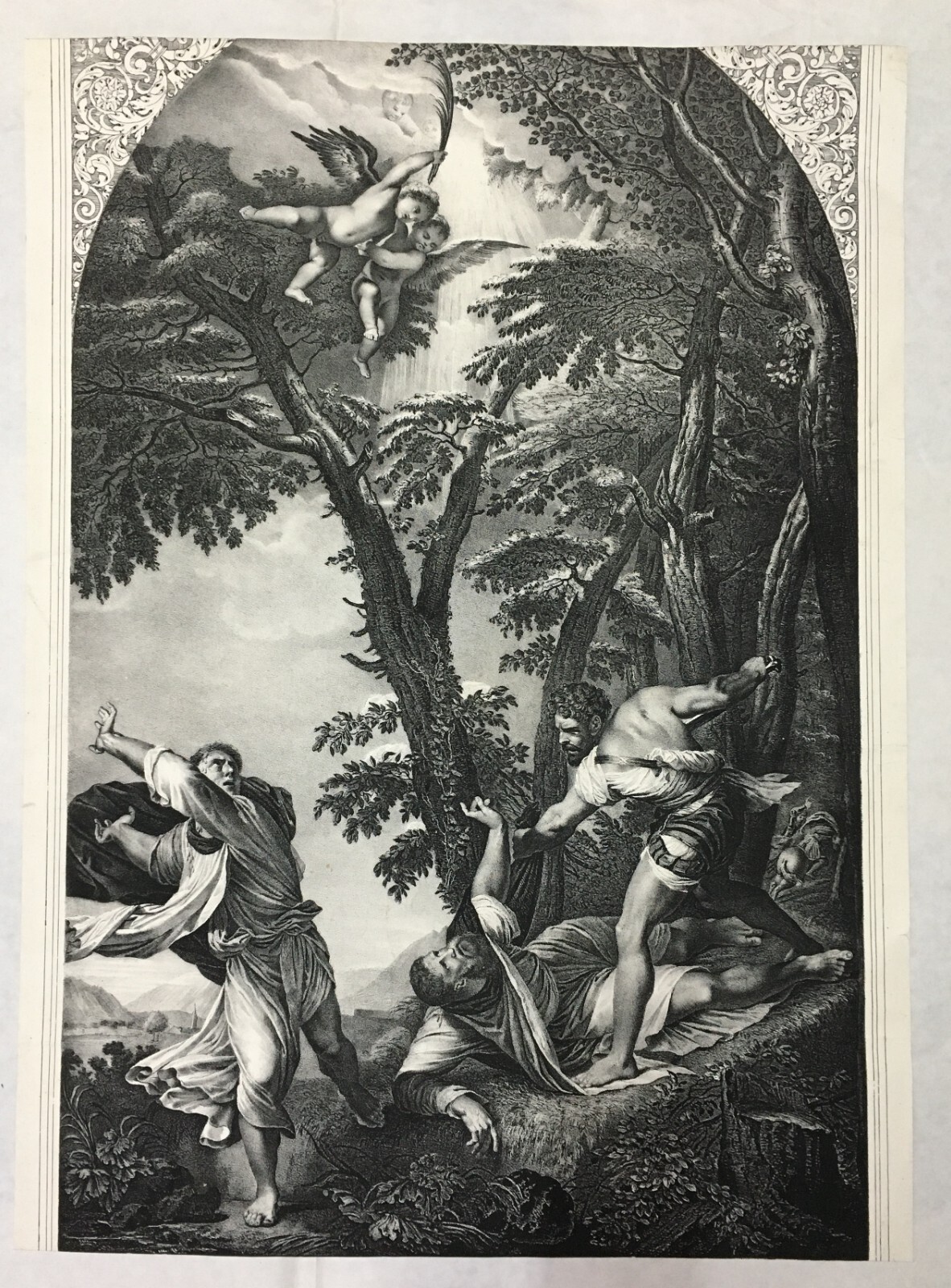 Antica Stampa Devozionale: Martirio Di San Pietro Da Verona (da Tiziano). Litografia Della Metà Dell'Ottocento