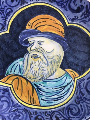 Abruzzo, Castelli. Ceramica Figurata Con Ritratto Artistico, Opera Di Egidio Rosa. XX Secolo