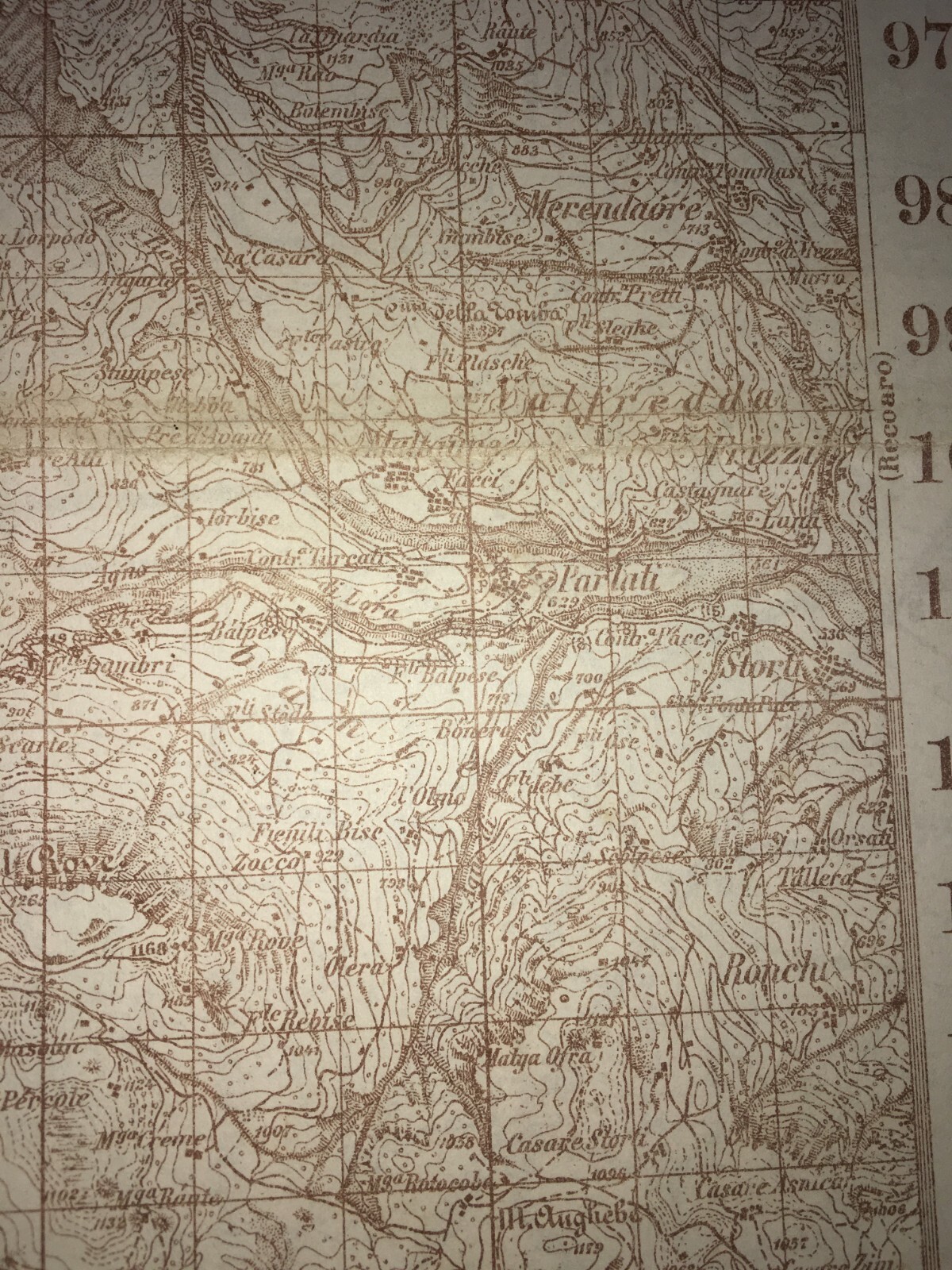 Militaria. Grande Guerra. Cartografia. Verona. Monte Obante. Vicenza. Longare. Stampa.