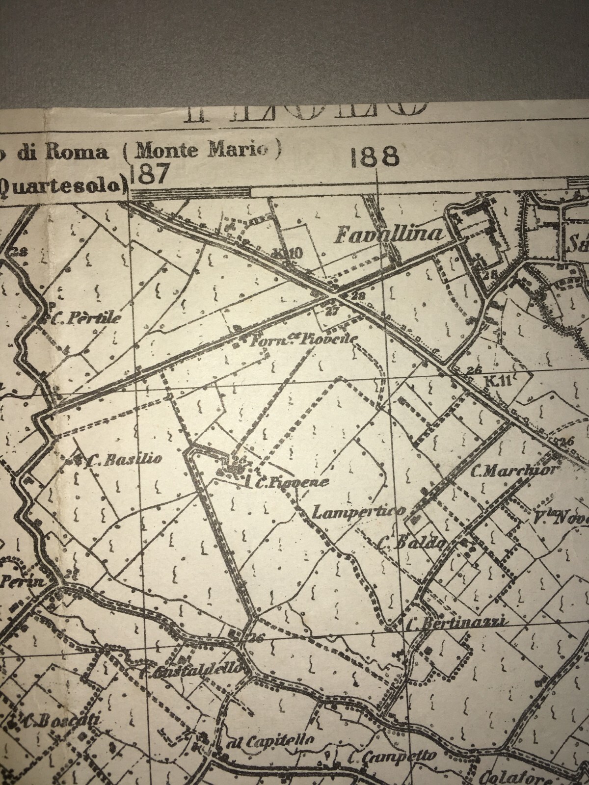 Militaria. Grande Guerra. Cartografia. Verona. Monte Obante. Vicenza. Longare. Stampa.
