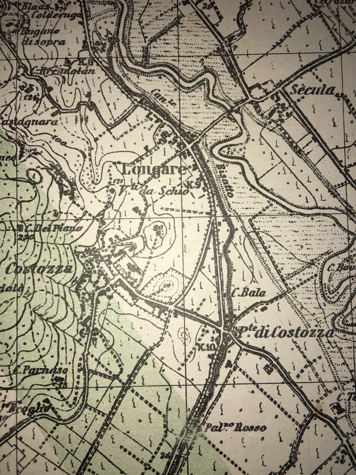 Militaria. Grande Guerra. Cartografia. Verona. Monte Obante. Vicenza. Longare. Stampa.