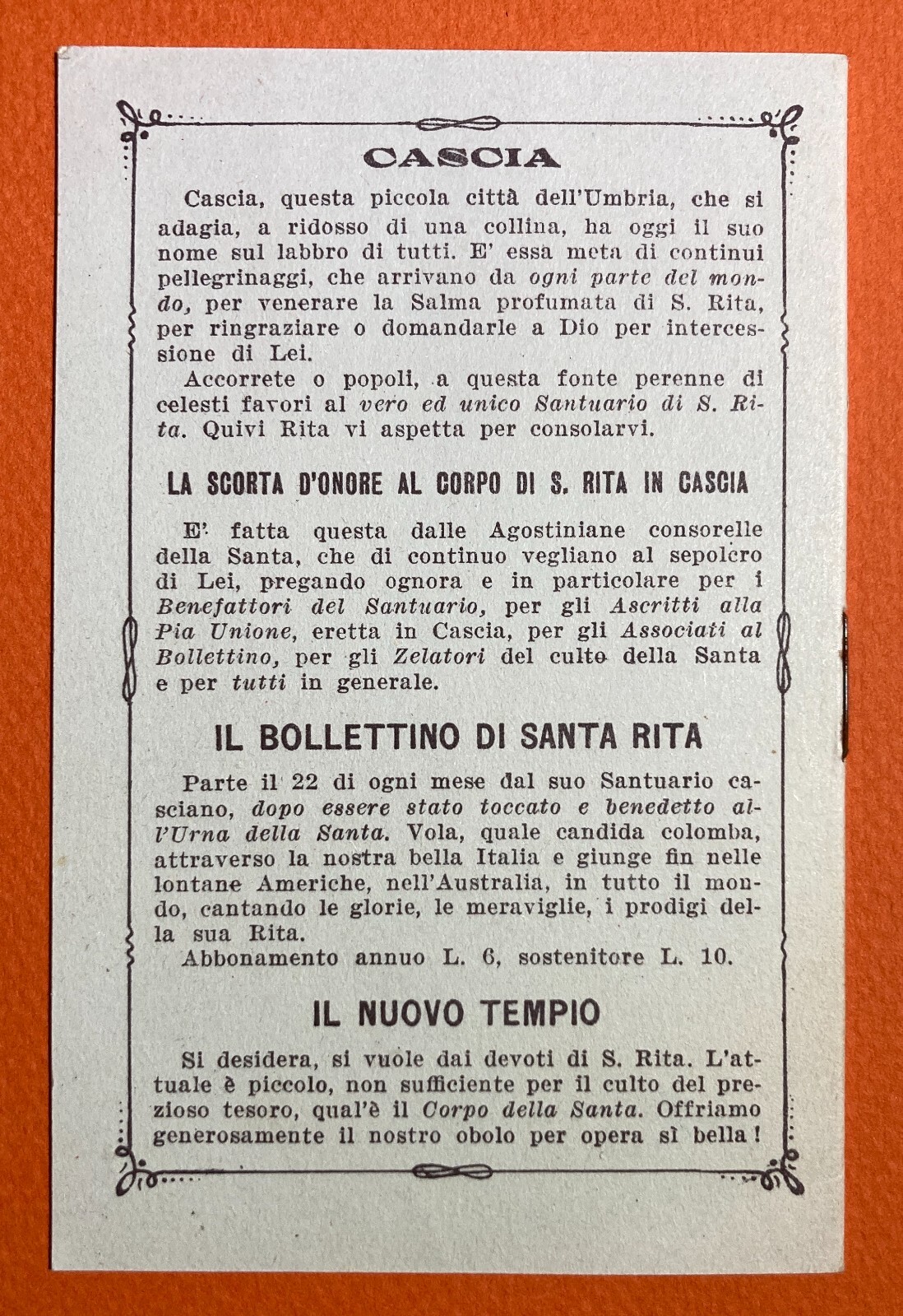 Santa Rita Da Cascia: Novena E Opuscolo Pubblicitario Devozionale