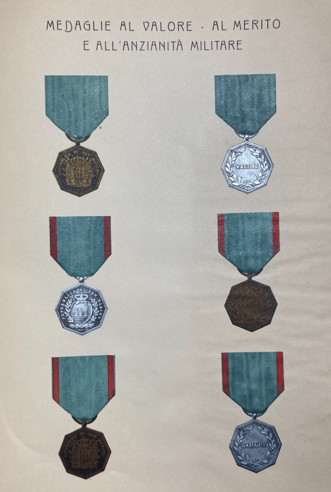 San Marino   Araldica   Militaria   Medaglie Al Valore E Anzianità Militare   Cromolitografia