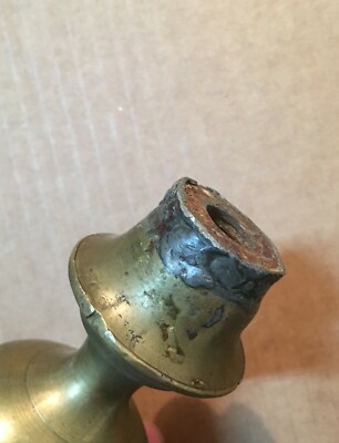 Coppia Di Pomoli Antichi In Ottone Della Metà Dell'Ottocento
