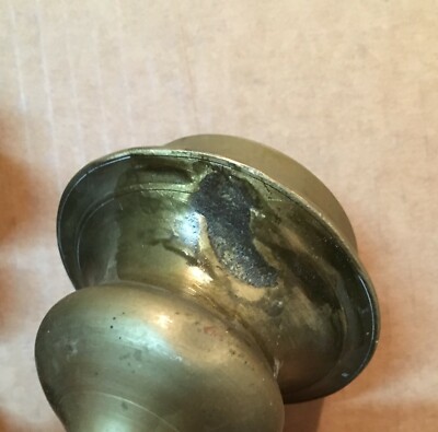 Coppia Di Pomoli Antichi In Ottone Della Metà Dell'Ottocento