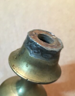 Coppia Di Pomoli Antichi In Ottone Della Metà Dell'Ottocento