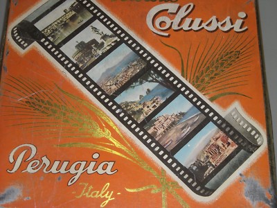 Umbria, Perugia: Scatola Pubblicitaria Biscotti Colussi Con Vedute d'Italia (Napoli, Roma, Sicilia, Firenze)