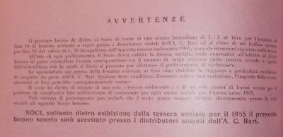 Puglia, Bari, Automobile Club: Campagna Sociale 1965, Buono Sconto Benzina, SARA, ALA